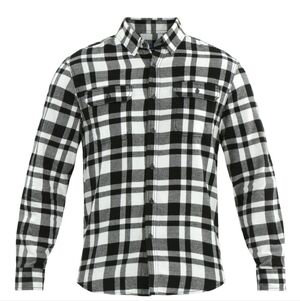 George Button Down Black & White Plaid Men's Flannel Shirt - Size: L